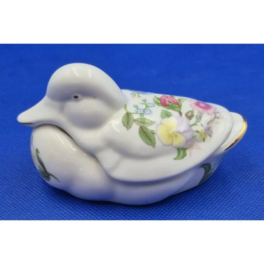 Vintage Aynsley Wild Tudor Duck Trinket Box England Fine Bone China 4.5x2.5
